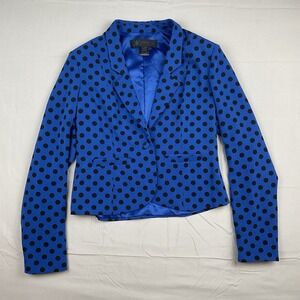 Kardashian Kollection Blue Black Polka‎ Dot Blazer Womens Large Retro
